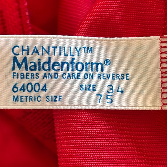 CHANTILLY Maidenform Red Silky Crop Camisole Sz 34 - Picture 5 of 6